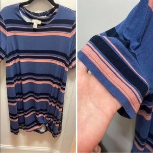 Blue striped tshirt dress size l- loft outlet